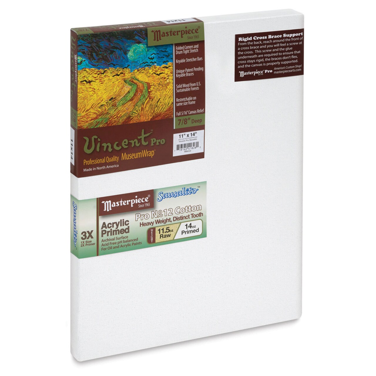 Masterpiece Vincent Pro Sausalito Cotton Canvas - 11" x 14", Acrylic Primed